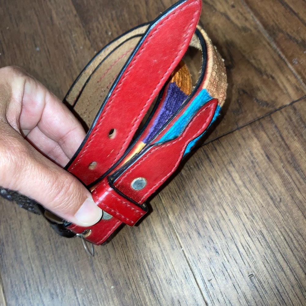 NEW Circle Y Red Leather Multicolor Belt 30”